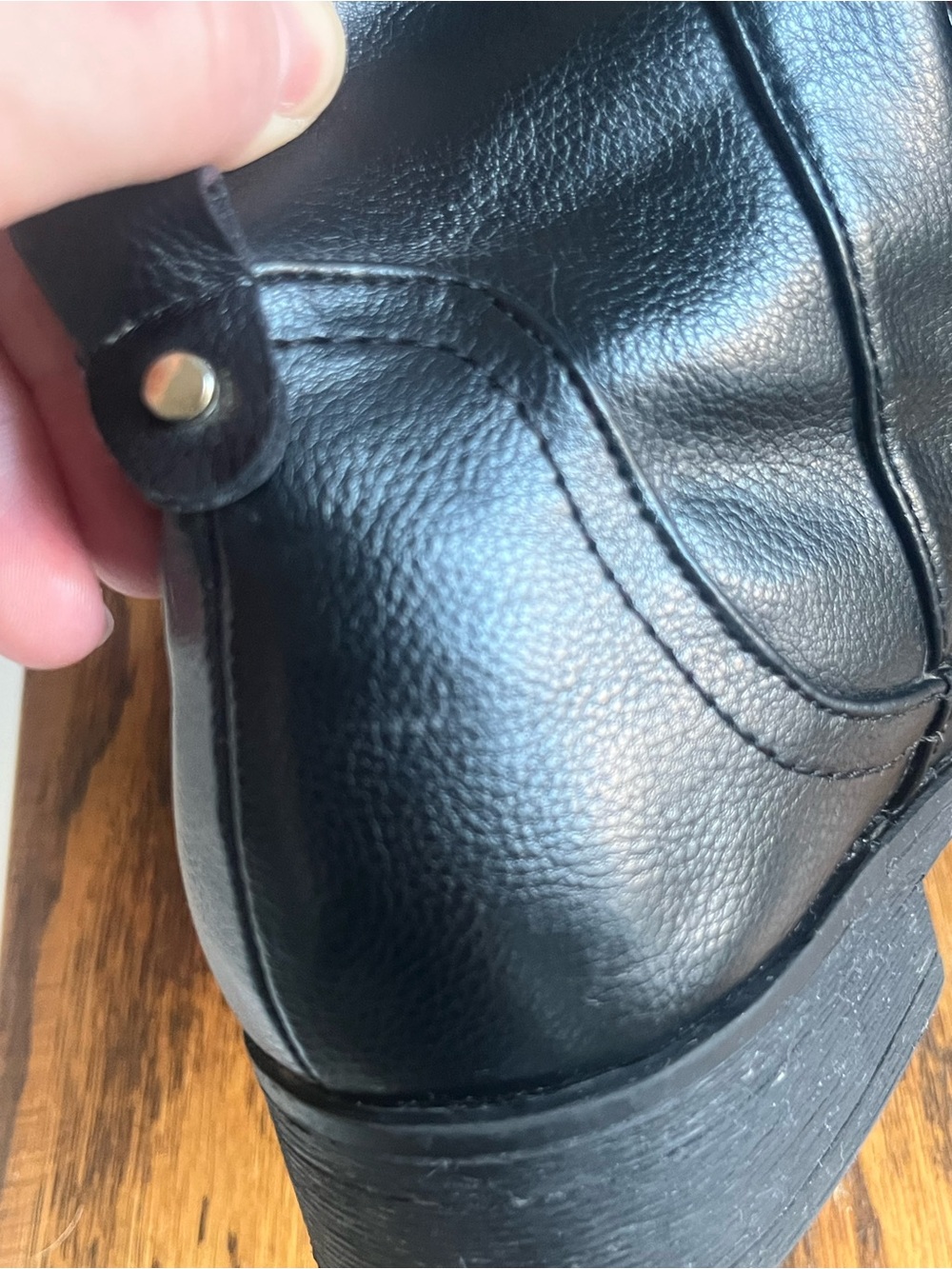Steve Madden Black Knee High Riding Boots Gold Zip Faux Leather Women’s Size 36 - Picture 12 of 12